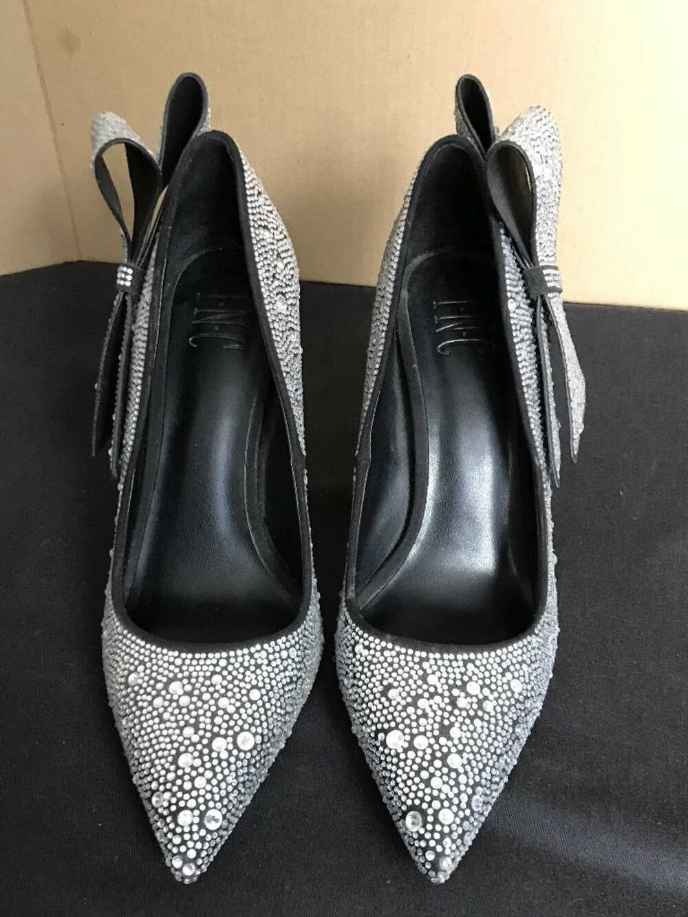 INC International Concepts Rhinestone Pump Heels in Silver / Black, Size 8 - Picture 3 of 11